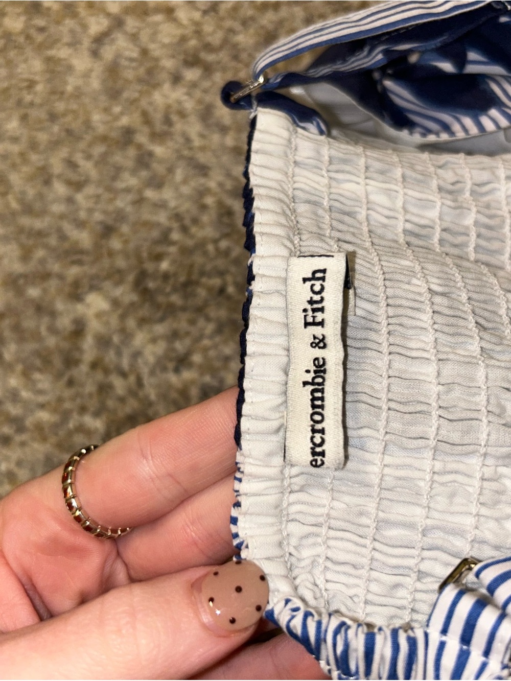 Abercrombie & Fitch Navy Floral Striped Maxi Dress - Picture 6 of 7